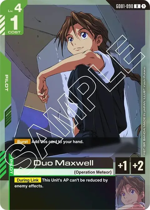 Duo Maxwell GD01-090 GD01 Gundam card from Newtype Rising