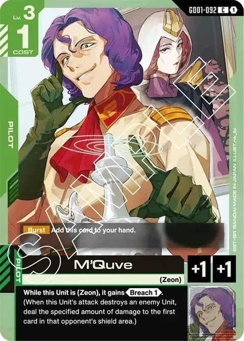 M'Quve GD01-092 Gundam card from Newtype Rising