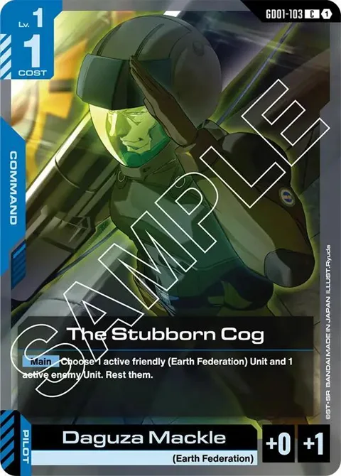 The Stubborn Cog GD01-103 Gundam card from Newtype Rising