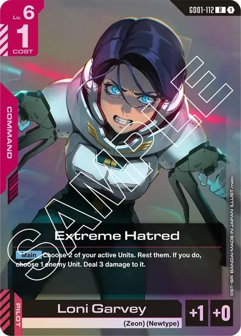 Extreme Hatred GD01-112 Gundam card from Newtype Rising
