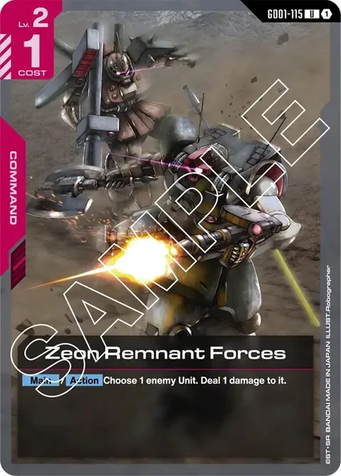 Zeon Remnant Forces GD01-115 Gundam card from Newtype Rising