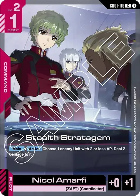 Stealth Stratagem GD01-116 Gundam card from Newtype Rising