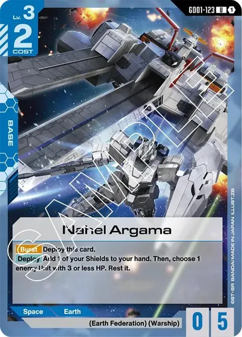 Nahel Argama GD01-123 Gundam card from Newtype Rising