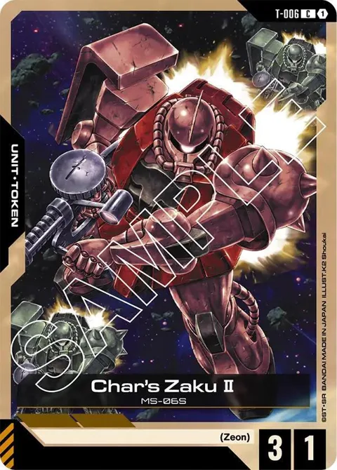 Char's Zaku II Token T-006 GD01 Gundam card from Newtype Rising