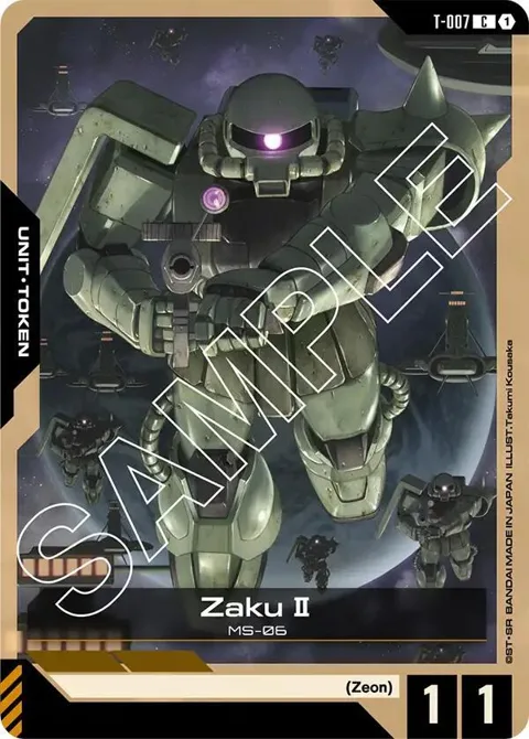 Zaku II Token T-007 Gundam card from Newtype Rising