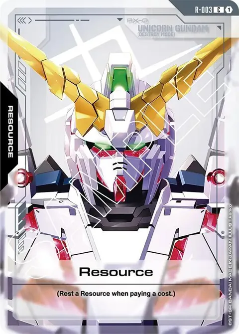 Resource R-003 Gundam card from Newtype Rising