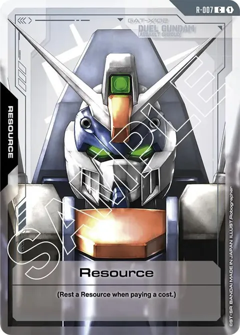 Resource R-007 Gundam card from Newtype Rising