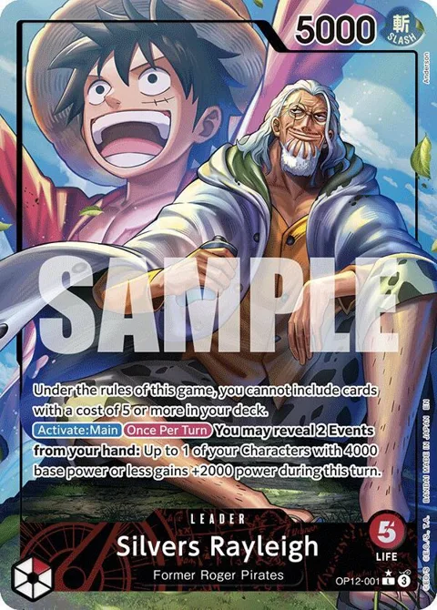 Silvers Rayleigh Alt Art OP12-001 One Piece card from Legacy of the Master