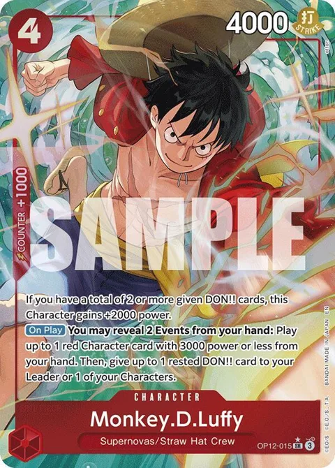 Monkey.D.Luffy Alt Art OP12-015 One Piece card from Legacy of the Master