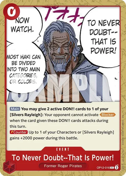 To Never Doubt--That Is Power! OP12-016 One Piece card from Legacy of the Master