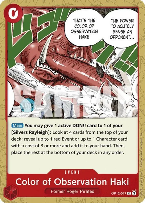 Color of Observation Haki OP12-017 One Piece card from Legacy of the Master