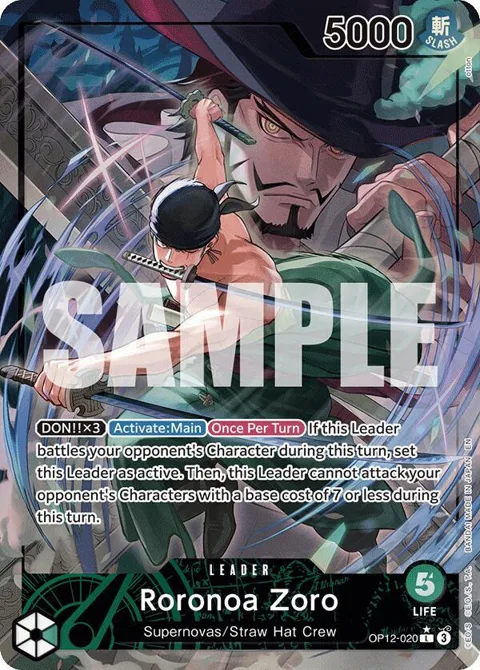 Roronoa Zoro Alt Art OP12-020 One Piece card from Legacy of the Master