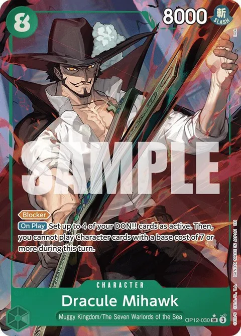 Dracule Mihawk Alt Art OP12-030 One Piece card from Legacy of the Master