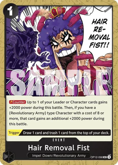 Hair Removal Fist OP12-098 One Piece card from Legacy of the Master