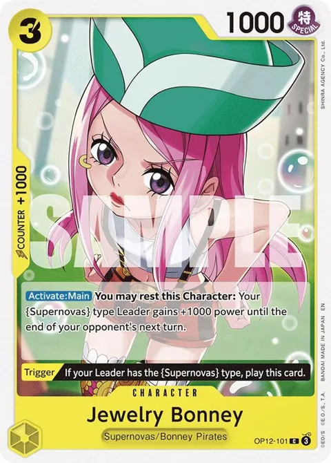 Jewelry Bonney OP12-101 One Piece card from Legacy of the Master