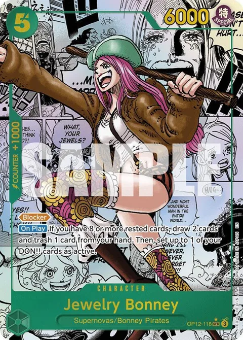 Jewelry Bonney Manga OP12-118 One Piece card from Legacy of the Master