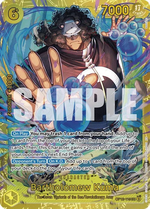 Bartholomew Kuma OP12-119 One Piece card from Legacy of the Master
