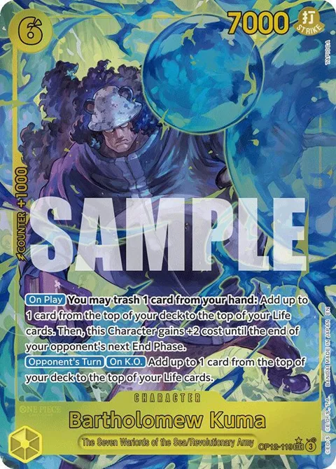 Bartholomew Kuma Alt Art OP12-119 One Piece card from Legacy of the Master
