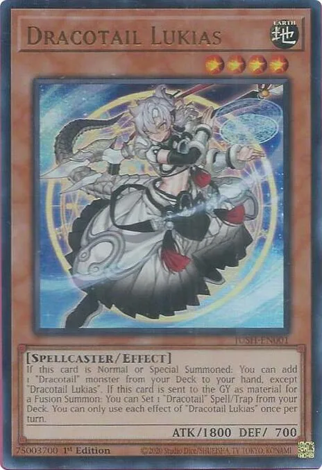 Dracotail Lukias JUSH-EN001 Yu-Gi-Oh card from Justice Hunters