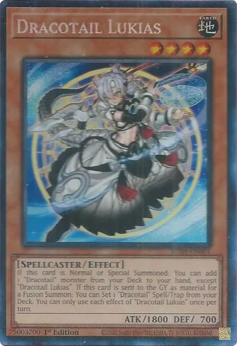 Dracotail Lukias Collector's Rare JUSH-EN001 Yu-Gi-Oh card from Justice Hunters