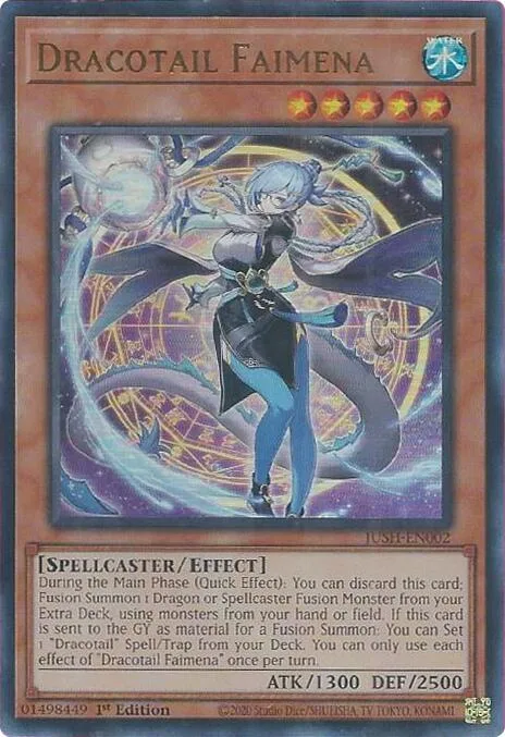 Dracotail Faimena JUSH-EN002 Yu-Gi-Oh card from Justice Hunters