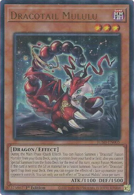Dracotail Mululu JUSH-EN005 Yu-Gi-Oh card from Justice Hunters