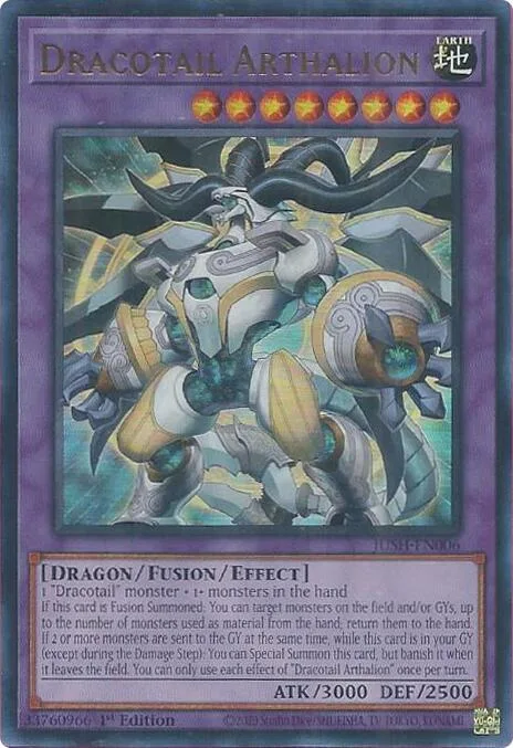 Dracotail Arthalion JUSH-EN006 Yu-Gi-Oh card from Justice Hunters