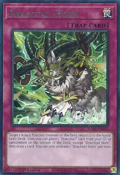 Dracotail Horn JUSH-EN010 Yu-Gi-Oh card from Justice Hunters