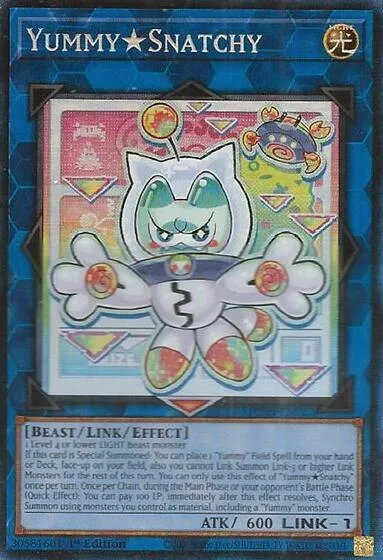 YummySnatchy Collector's Rare JUSH-EN022 Yu-Gi-Oh card from Justice Hunters