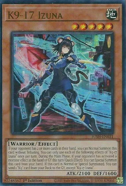 K9-17 Izuna JUSH-EN031 Yu-Gi-Oh card from Justice Hunters