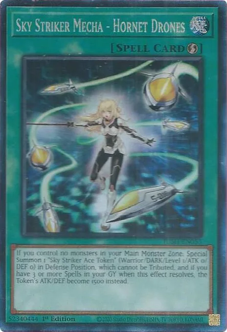Sky Striker Mecha - Hornet Drones Collector's Rare JUSH-EN053 Yu-Gi-Oh card from Justice Hunters