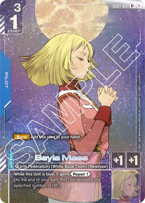 Sayla Mass R+ GD01-087 Gundam card from Newtype Rising