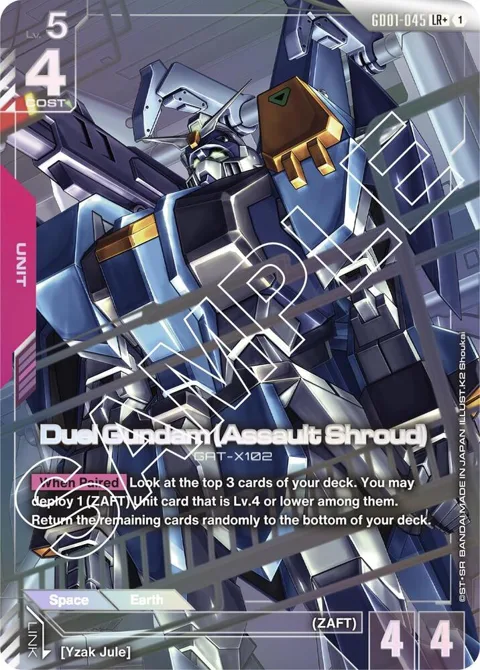 Duel Gundam Assault Shroud LR+ GD01-045 Gundam card from Newtype Rising