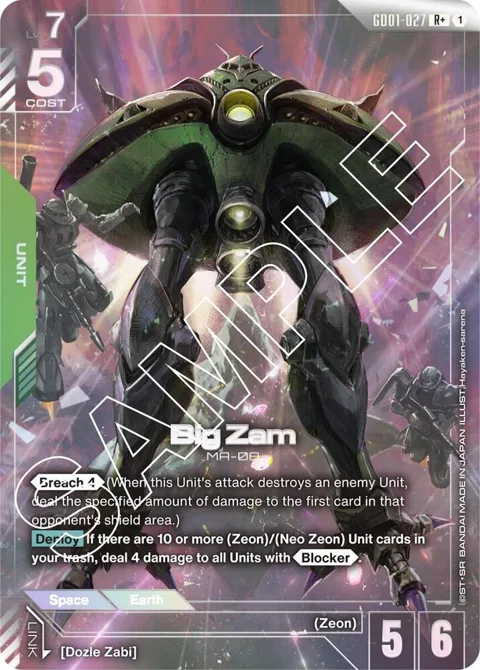 Big Zam R+ GD01-027 Gundam card from Newtype Rising