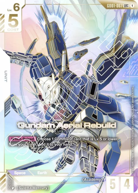 Gundam Aerial Rebuild LR++ GD01-067 Gundam card from Newtype Rising