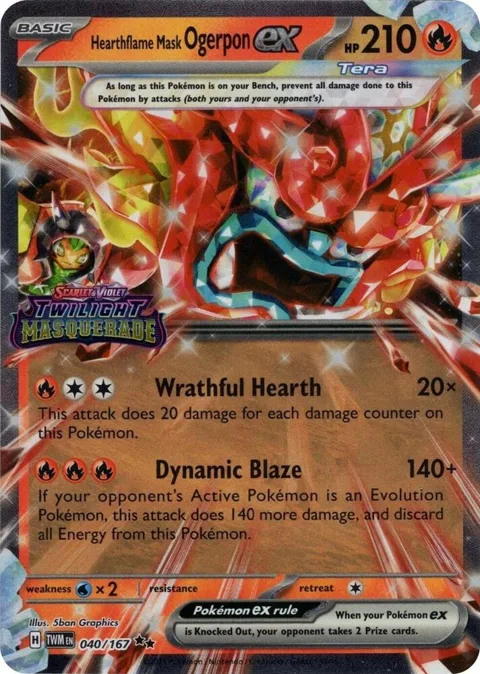 Hearthflame Mask Ogerpon ex Twilight Masquerade Stamp #040/167 Holofoil Pokémon card from Miscellaneous Cards & Products