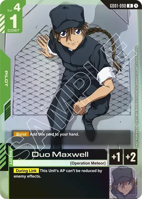 Duo Maxwell Store Tournament Participant Pack 01 GD01-090 Gundam card from Gundam Promotional Cards