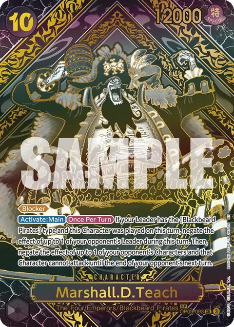 Marshall.D.Teach SP Gold OP09-093 One Piece card from Legacy of the Master