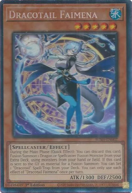 Dracotail Faimena Collector's Rare JUSH-EN002 Yu-Gi-Oh card from Justice Hunters