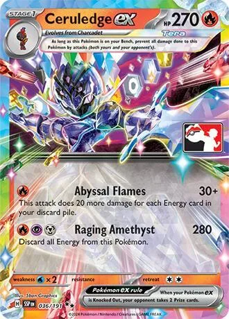 Ceruledge ex #036/191 Holofoil Pokémon card from Prize Pack Series Cards
