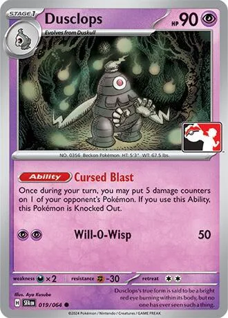 Dusclops #019/064 Pokémon card from Prize Pack Series Cards