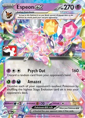 Espeon ex #034/131 Holofoil Pokémon card from Prize Pack Series Cards