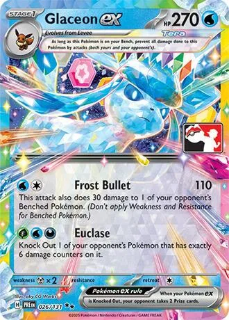 Glaceon ex #026/131 Holofoil Pokémon card from Prize Pack Series Cards
