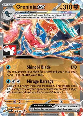 Greninja ex #106/167 Holofoil Pokémon card from Prize Pack Series Cards