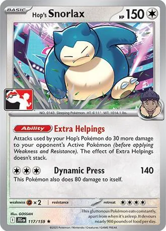 Hop's Snorlax #117/159 Pokémon card from Prize Pack Series Cards