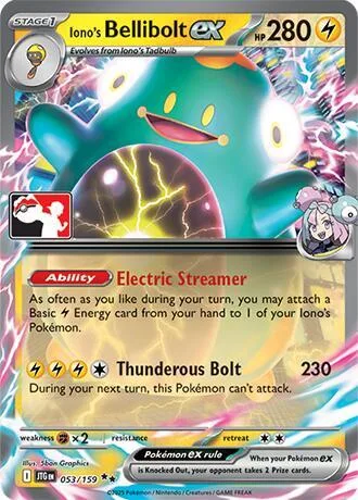 Iono's Bellibolt ex #053/159 Holofoil Pokémon card from Prize Pack Series Cards