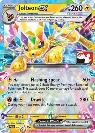 Jolteon ex #030/131 Holofoil Pokémon card from Prize Pack Series Cards