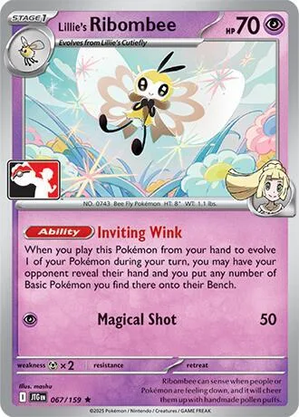 Lillie's Ribombee #067/159 Pokémon card from Prize Pack Series Cards