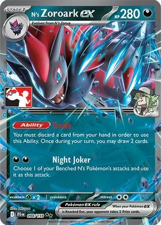 N's Zoroark ex #098/159 Holofoil Pokémon card from Prize Pack Series Cards
