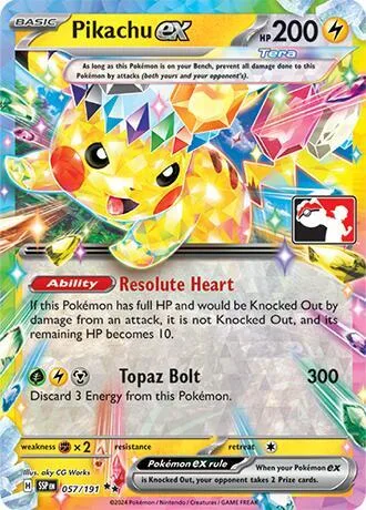 Pikachu ex #057/191 Holofoil Pokémon card from Prize Pack Series Cards
